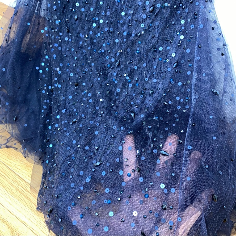 Sherri Hill Navy Sequin Evening Gown - Picture 6 of 12